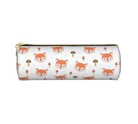 Lsjuee Fox Mushroom Pencil Case Pen Pouch Cylinder Small Carrying Box for Adult with Smooth Zipper Simple Durable Lightweight for Office Organizer Storage Bag