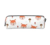 Lsjuee Fox Mushroom Small Pencil Case Simple Pen Pouch Carrying Box for Adult with Smooth Zipper Durable Lightweight for Office Organizer Storage Bag