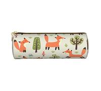 Lsjuee Fox Pencil Case Pen Pouch Cylinder Small Carrying Box for Adult with Smooth Zipper Simple Durable Lightweight for Office Organizer Storage Bag