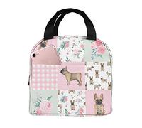 Lsjuee Frenchie Watercolor French Bulldog Dog Frenchie Dog Wholecloth Lunch Bag, Reusable Cute Lunch Box Insulated Cooler Tote Bag Multi-Functional School Lunch Container for Teen Boys Girls
