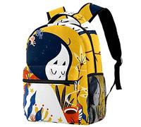 Lsjuee Girl in the flower Backpack for Boys & Girls with Adjustable Shoulder Straps, Carry Handle & Dual Drink Bottle Sleeves