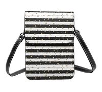 Lsjuee Gold Dots And Horizontal Lines Pattern Crossbody Bag Crossbody Cell Phone Purse Women Pu Small Crossbody Wallet Purse Shoulder Bag