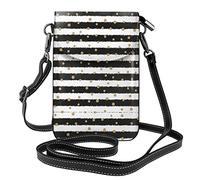 Lsjuee Gold Dots And Horizontal Lines Pattern Crossbody Cell Phone Purse Women Pu Crossbody Bag Small Crossbody Wallet Purse Shoulder Bag