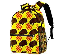 Lsjuee Grizzly Bear Claw Yellow Background School Backpack Beautiful Bookbag Travel Rucksack 14 Inch Laptop Bag