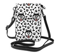 Lsjuee Husky Dog And Bones Crossbody Cell Phone Purse Women Pu Crossbody Bag Small Crossbody Wallet Purse Shoulder Bag