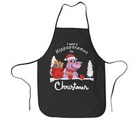 Lsjuee I Want A Hippopotamus For Christmas BBQ Grill Aprons for Men&Women- Funny Aprons for Mom Dad Friend Professional Cooking Apron One Size Fits All Best for Cooking Baking Gardening Grilling