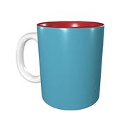 Lsjuee JasperBiYu Cyan Coffee Mugs 11 OZ Ceramics Mug for Office and Home Water Tea Mug Cup Inside Red