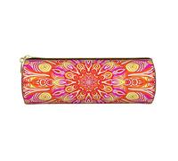Lsjuee Mandala Art Pattern Pencil Case Pen Pouch Cylinder Small Carrying Box for Adult with Smooth Zipper Simple Durable Lightweight for Office Organizer Storage Bag