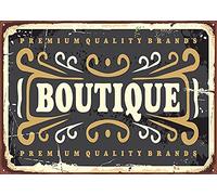 Lsjuee Metal Tin Sign Vintage Boutique With Decorative Elements Fashion Business Template Vintage for Men Women Wall Decor for Bars Restaurants Cafes Pubs
