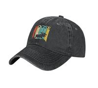 Lsjuee Moose Retro Baseball Cap, Washed Cotton Trucker Hat Vintage Dad Hats for Men Women Black