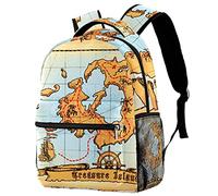 Lsjuee Old Pirate Map Skull Island Treasure School Backapck, Stylish Laptop Backapck Computer Bag for Women Girls,Teacher Laptop Bag Casual Daypack Fit 15 inch Laptop Notebook