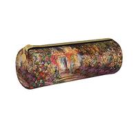 Lsjuee Pathway in Monet's Garden Cute Pencil Case Pen Pouch Cylinder Small Carrying Box for Women Adult with Smooth Zipper Simple Durable Lightweight for Office Organizer Storage Bag
