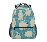Lsjuee Polar Bear Backpack for School, Water Resistant Laptop Backpack Travel Casual Daypack for Girls Boys Teens