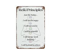Lsjuee Reiki Principles Just for TodayRetro Retro Metal Iron Painting Tin Sign Wall Decor Poster Aluminum Plaque for Cafe Bar Pub Home Beer Decoration