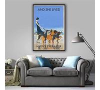 Lsjuee Retro Art Printing Metal Tin Sign and She Lived Happily Ever After Beach and Dogs Men Cave Bar Club Novelty Cafe Store Wall Decor 8 x 12 inch