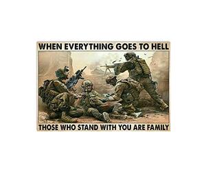 Lsjuee Retro Tin Sign When Everything is in Trouble Veterans Tin Sign Street Garage Kitchen Farm Shop Door Wall Decoration Retro Plaque 8x12inch Best Gift