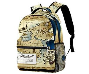 Lsjuee Skull Island Treasure Map Travel Laptop Backpack for Women Men, College School Bookbag Large Backpack Casual Daypack