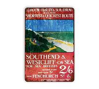 Lsjuee Southend & Westcliff On Sea Metal Tin Signs Reproduction, Vintage Wall Decor Retro Art Tin Sign Funny Decorations for Home Bar Pub Cafe Farm Room Metal Poster s 8x12 Inch