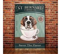 Lsjuee St. Bernard Dog Vintage Metal Tin Sign Aluminum Metal Tins Sign for Men Women, Wall Decor for Home Toilet Signs Bars Cafes Pubs 12x8 Inches