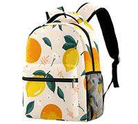Lsjuee Summer Lemons Oranges Backpack for Boys & Girls with Adjustable Shoulder Straps, Carry Handle & Dual Drink Bottle Sleeves