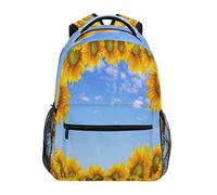 Lsjuee Sunflower under The Sky Backpack for School, Water Resistant Laptop Backpack Travel Casual Daypack for Girls Boys