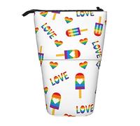 Lsjuee Telescopic Pencil Case LGBT Gay Standing Pencil Pouch Stationery Organizer Bag, Portable Pen Case Holder for Office School Teens Bags Girls