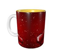 Lsjuee Valentines Love Hearts Coffee Mugs 11 OZ Ceramics Mug for Office and Home Water Tea Mug Cup Inside Yellow