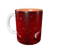 Lsjuee Valentines Love Hearts Coffee Mugs 11 OZ Ceramics Mug for Office and Home Water Tea Mug Cup Inside Orange