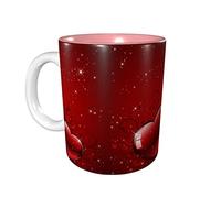 Lsjuee Valentines Love Hearts Coffee Mugs 11 OZ Ceramics Mug for Office and Home Water Tea Mug Cup Inside Pink