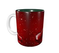 Lsjuee Valentines Love Hearts Coffee Mugs 11 OZ Ceramics Mug for Office and Home Water Tea Mug Cup Inside Green