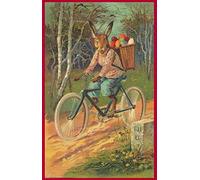 Lsjuee Vintage Tin Sign Rabbit on His Bicycle Delivering Eggs Metal Sign Decor Tin Aluminum Sign Wall Art Metal Poster for Bathroom Kitchen Home Bar Cafe Garage Man Cave 12" X 8"