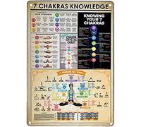 Lsjuee Wall Decor Aluminum Metal Knowledge Signs 7 Chakras Knowledge Poster Yoga Knowledge Guide to The Chakras Poster Seven Chakras Knowledge Satin Vintage Metal Sign Poster 12x8 inch