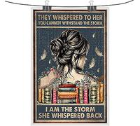 Lsjuee Wall Decor Metal Tin Sign They Whispered to Her You Cannot Withstand The Storm Shop Man Cave Garage Home Bar Decor Lovers Gift 12 x 16 inch