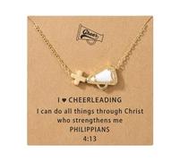 LSKFW Cheer Necklace Inspiration Cheer Gifts for Cheerleader Cheerleading Coach Team Star Cross Cheerleading Necklace Stuff Accessories, S, Metal, No Gemstone