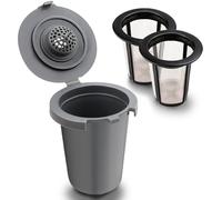 LSKHEGWLU Reusable Cuisinart Coffee Filter Cups (2 Pack, Gray, 15g Capacity, BPA Free Plastic, Stainless Steel Mesh)