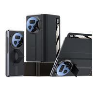 LSKOZU Case for HONOR Magic V5, Lightweight Ultra-Thin Shockproof Leather Protective Case, Smart Window, Adjustable Stand (Black)