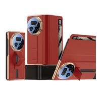 LSKOZU Case for HONOR Magic V5, Lightweight Ultra-Thin Shockproof Leather Protective Case, Smart Window, Adjustable Stand (Red)