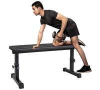 LSKSSNG Flat Weight Bench, Utility Workout Adjustable Height Weight Bench Press with Thick Cushion & Anti-slip Foot Pads, Compact Strength Training for Exercise & Fitness, Home/Gym Easy Assembly