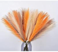 LSKYTOP Orange Pampas Grass Decor,23Inch 12pcs Faux Pampas Grass Bouquets Artificial Pampas Fake Pampas Flower for Home Living Room Bedroom Vase Decor