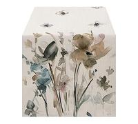 Lslandmood Decorative Table Runner - Modern Living Room Place Mats, Weatherproof Linen, Long Washable Outdoor Runner With Natural Flowers for Party, Table Mats