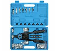 LSLANSOON Hand Rivet Nut Tool, 13 inch Long Handles Hand Riveter Rivnut Tool Kit with 7 Pcs Metric Mandrels and 110 Pcs Rivet Nuts from M3 to M12, Blue