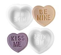 LSLEVA 2 Pcs Heart Shape Silicone Candle Molds, be Mine and kiss me Letter Molds for Aromatherapy Candles Resin Casting, 3D Love Alphabet Mold for Valentine's Day
