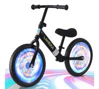 LSLIFE 14 Inch Balance Bike with LED Lights for Kids Toddlers, Training Bicycle for 2-6 Years Old Boys Girls Baby First No Pedal Bike with Parking Stand (14 Inch, Black)