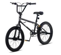 LSLIFE 20 Inch Freestyle BMX Bike for Boys Girls, Black Freestyle Bicycle for 7-13 Years Old Kids Men Women 360 Degree Gyro & 4 Pegs Beginner-Level BMX to Advanced Riders