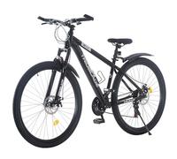 LSLIFE 24 26 27.5 29 Inch Mountain Bike, 21-Speed Mountain Bicycle for for Adult Drivetrain Mens Women Mountain Bike Dual Disc Brakes Lightweight Bicycle with Shock Absorber (Black)