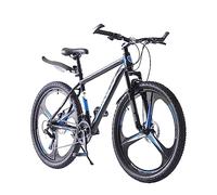 LSLIFE 26 Inch Mountain Bike, 21-Speed Mountain Bicycle Mens Boys Bike Disc Brakes 3 Spoke Wheels with Shock Absorber (Black & Blue, 26 Inch)
