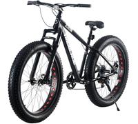 LSLIFE 26 Inch Mountain Bikes for Adults, Fat Tire 7 Speed Mountain Trail Bike for Men, 4.0 Inch Thick Tyre Dual Disc Brake with Shock Absorber