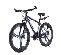 LSLIFE 27.5 Inch Mountain Bike, 21-Speed Mountain Bicycle Mens Boys Bike Disc Brakes 3 Spoke Wheels with Shock Absorber (Black & Blue, 27.5 Inch)