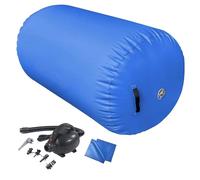 LSLIFE Air Roller Inflatable Gymnastics Tumbling Barrel, Roll Barrel with Air Pump 60/75/90cm Thick 100cm Long Backbend Trainer Handspring Mat for Gymnastics Yoga Training (Blue, 75(H)*100(L) cm)