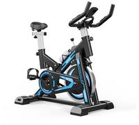 LSLIFE Exercise Bike for Home, Blue Indoor Cycling Bike with Silent Flywheel Magnetic Resistance Stationary Bike with LCD Display Water Bottle Exercise Equipment